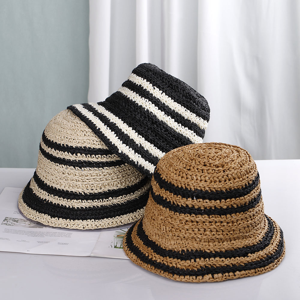 Bucket Hat Straw - Sombrero de playa para mujer, gorro