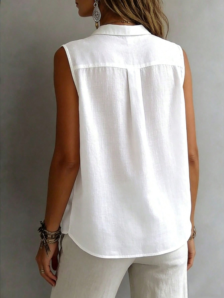 Camisa sin Mangas con Cuello,  - Shirt Camp Collar reseña y precio