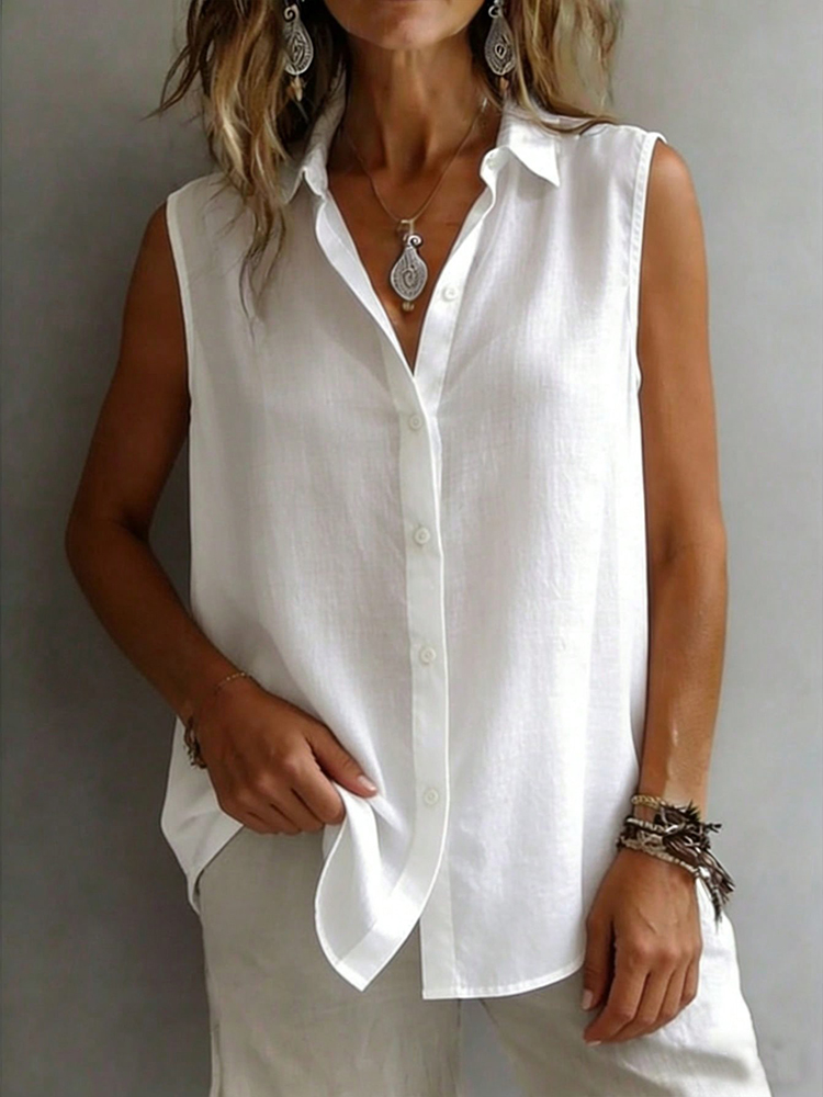 Camisa sin Mangas con Cuello,  - Shirt Camp Collar reseña y precio